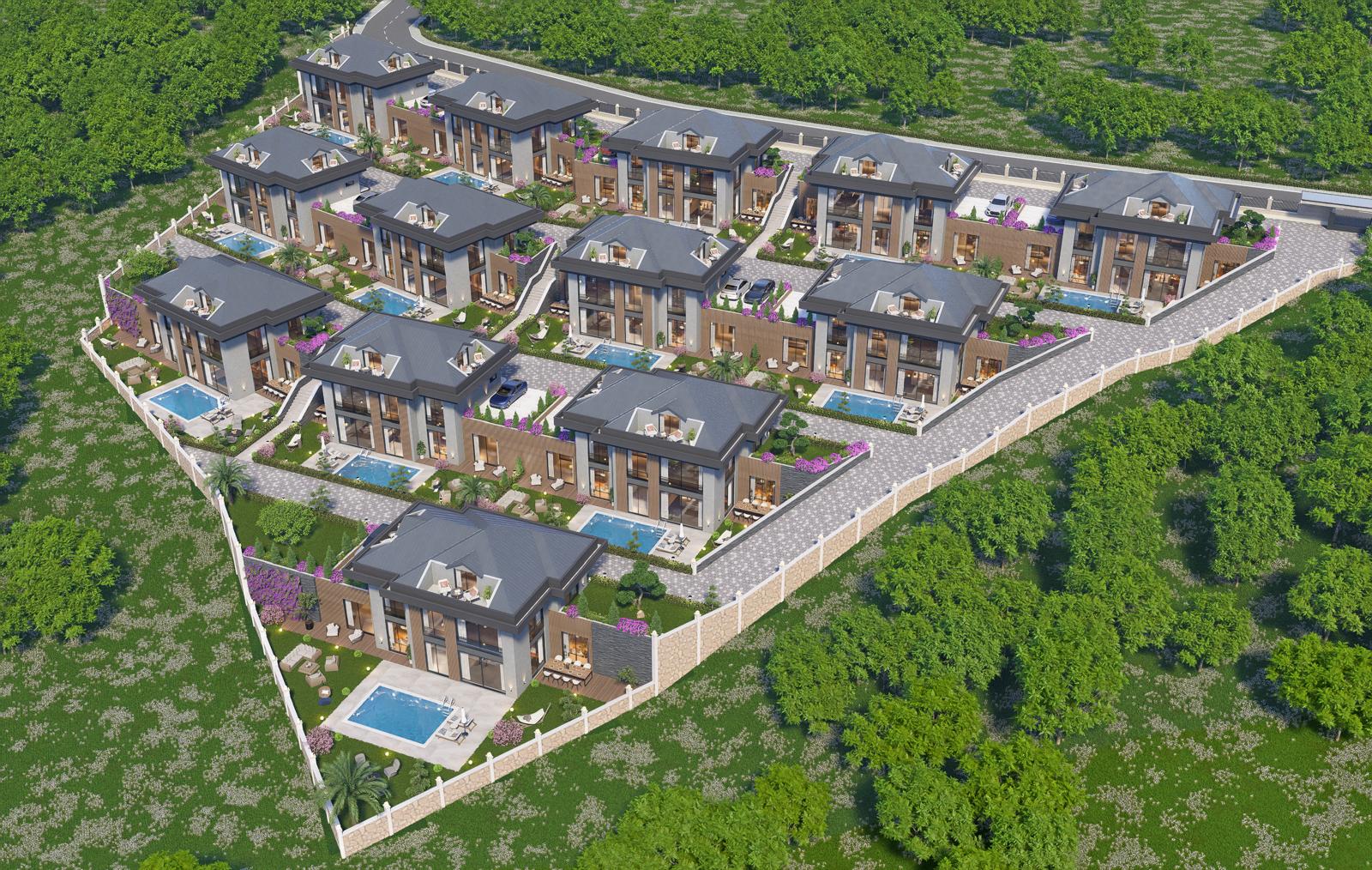 Ormanın içindeki villa yerleşkesi